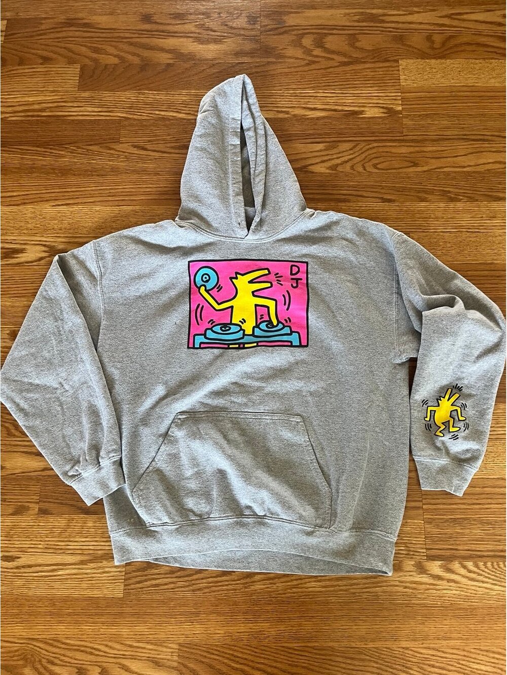 Vintage Keith Haring Foundation Artestar official grey DJ Dog hoodie